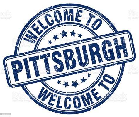 Welcome To Pittsburgh Blue Round Vintage Stamp Stock Illustration