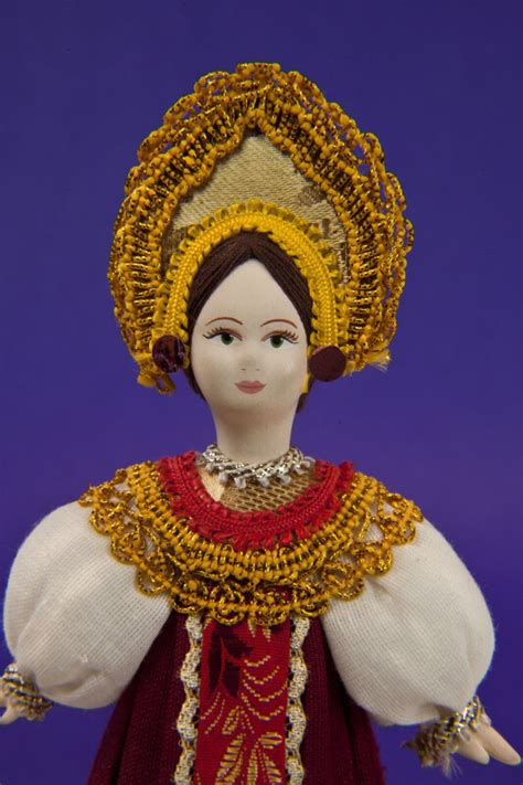 Russia Female Doll In A Russian National Costume And Headdress Close