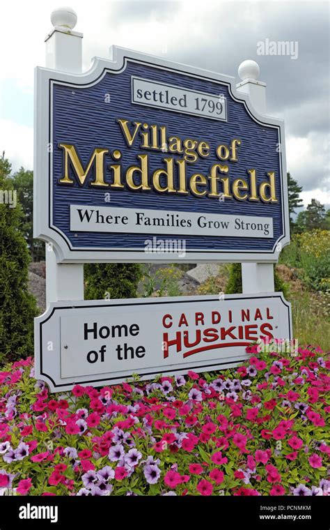 Village Of Middlefield Border Sign In Middlefield Ohio Usa Indicates