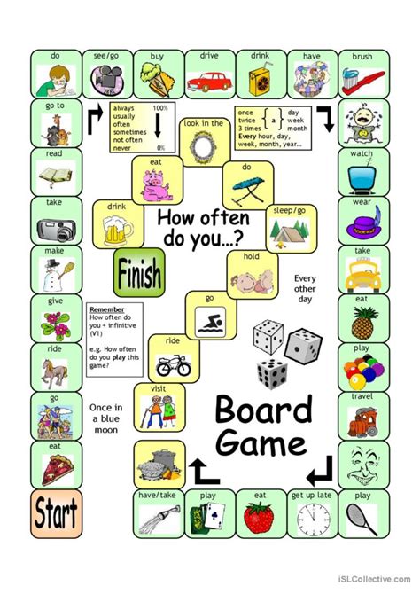 Board Game How Often General Gram English Esl Worksheets Pdf And Doc