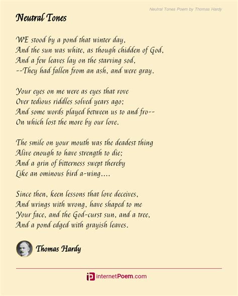 Neutral Tones Poem By Thomas Hardy