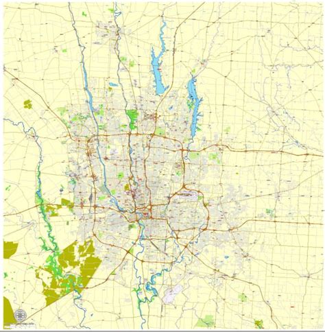 Columbus Ohio Us Pdf Map Exact Vector City Plan V2311 Printable