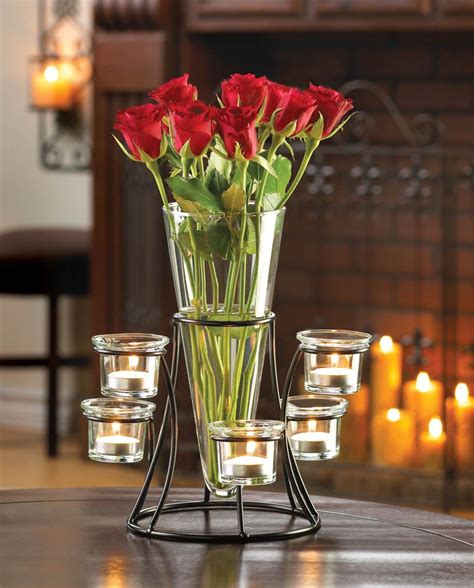 Black Candelabra Candle Holder With Vase Table Decor Wedding