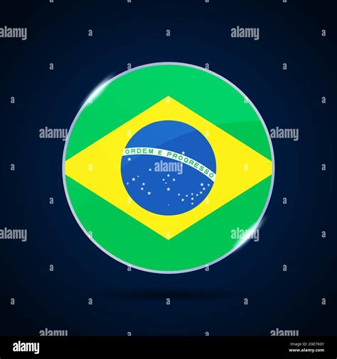 Brazil National Flag Circle Button Icon Simple Flag Official Colors And Proportion Correctly