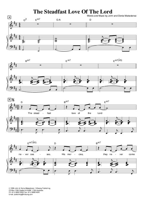 The Steadfast Love Of The Lord Sheet Music Pdf Hillsong Worship
