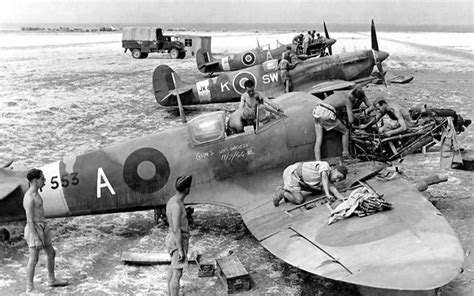 Spitfires Of No32 And 263 Squadrons Undergoing Maintenance At An