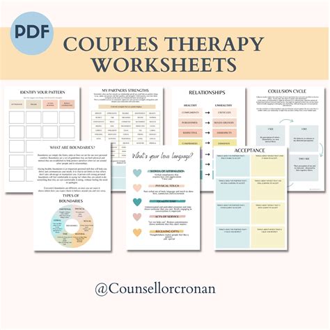 Couples Therapy Worksheets Couples Counseling Relationship Etsy