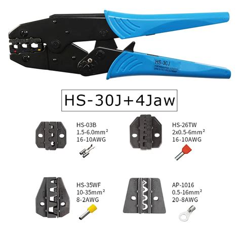 Hs J Ratchet Crimping Plier For Terminals Mm With Jaws Kit
