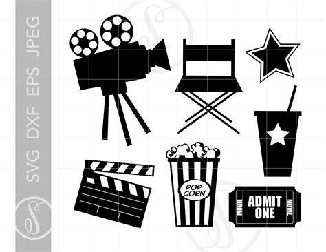 Movie Theme Svg Cut File Clipart Downloads Movie Ticket Svg Etsy
