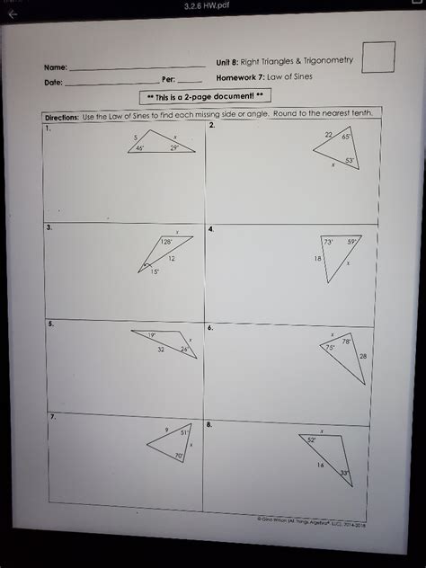 Solve word problems involving right triangles and trigonometric ratios. Unit 8 Right Triangles And Trigonometry Answer Key ...