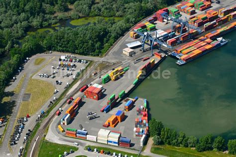 Luftaufnahme Wörth am Rhein Containerterminal im Containerhafen am