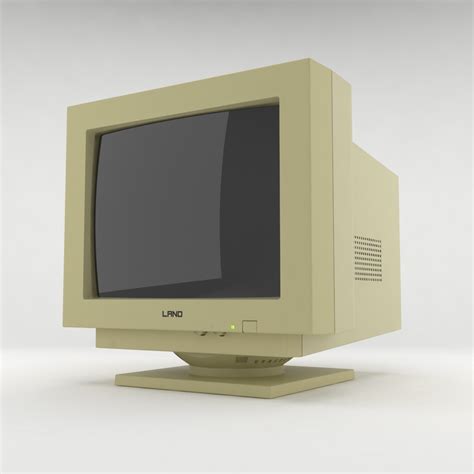 Vintage ibm 5154 ega enhanced color display crt computer monitor 5154001 1986. old crt monitor 3d max