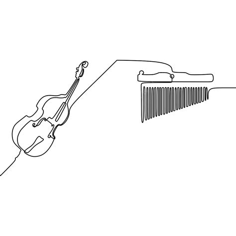 Violín Y Angklung Una Línea Musical Instruments Diseño Dibujado A Mano