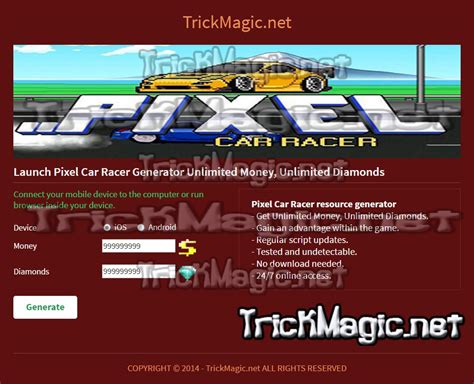 Our awesome pixel car racer hack is very easy to use, with our online tool you can easily generate money & crates, also you don't need to download don't lose time get our pixel car racer cheats for android and ios devices now! Character Respecialization v1.6: Pixel Car Racer hack ...