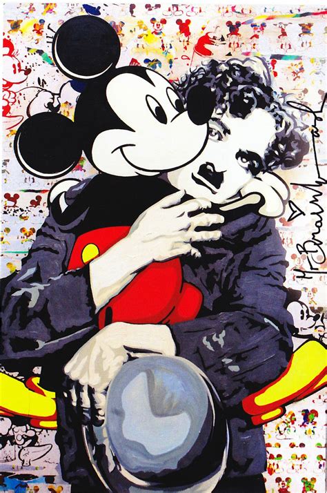 Mickey Mouse And Charlie Chaplin Abstrakte Kunst Gemälde Disney Bilder Kunst Gemälde