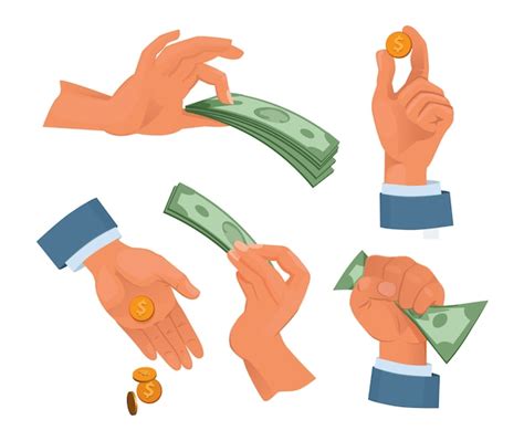 Premium Vector Hands Holding Money Set In Cartoon Style Money Cash