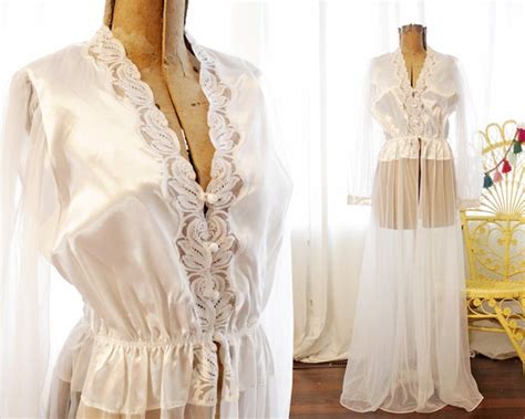 Vintage Val Mode Sheer Nylon See Through White Satin Gem