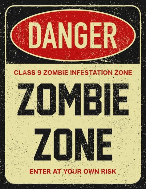 Premium Vector Halloween Warning Sign Danger Zombie Area