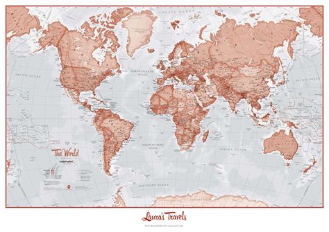 Personalised World Is Art Wall Map Red