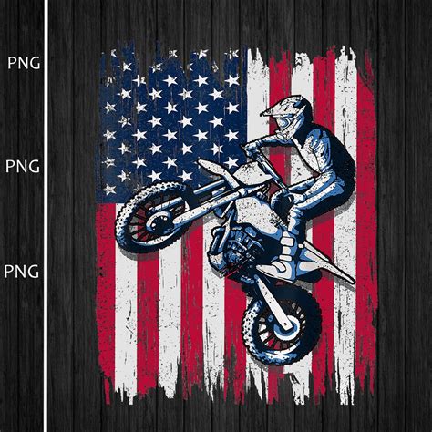 Dirt Bike Png American Flag Motocross Biker T 4th Of July Etsy