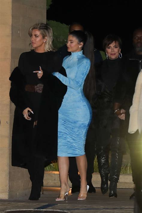 Kylie Jenner Blue Ruched Bodycon Dress Autumn Winter 2020 SASSY DAILY
