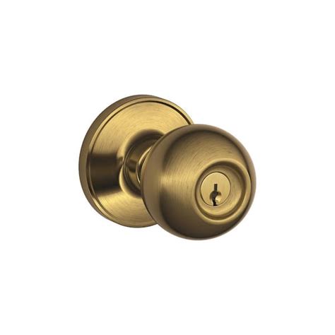 Schlage A Series Orbit Bright Brass Right Handed Keyed Entry Door Knob