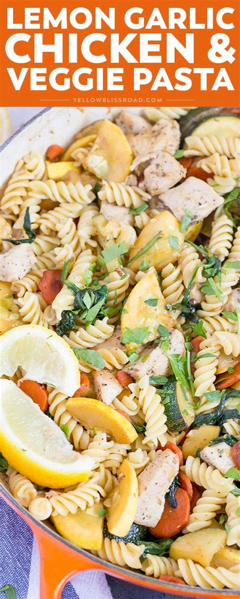 Loaded with chicken, asparagus, tomatoes and whole wheat pasta. Lemon Garlic Chicken and Vegetable Pasta | Recipe | Vegetable pasta, Chicken, vegetables ...