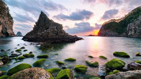 Sunset On Futo Nishizo Cove Japan Wide Wallpaper 501115