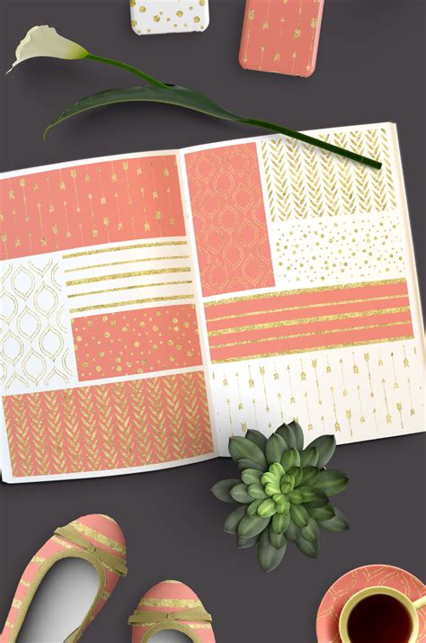 Coral, navy, and gold floral heart wall art, coral and navy nursery, floral pattern decor, gold wall art, nursery or home decor,gray frames. A Bold And Seamless Gold and Coral Patterns Pack To Add To ...