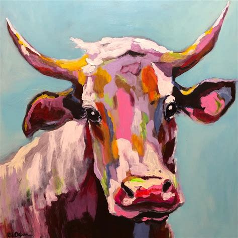 √ Colorful Cow Canvas