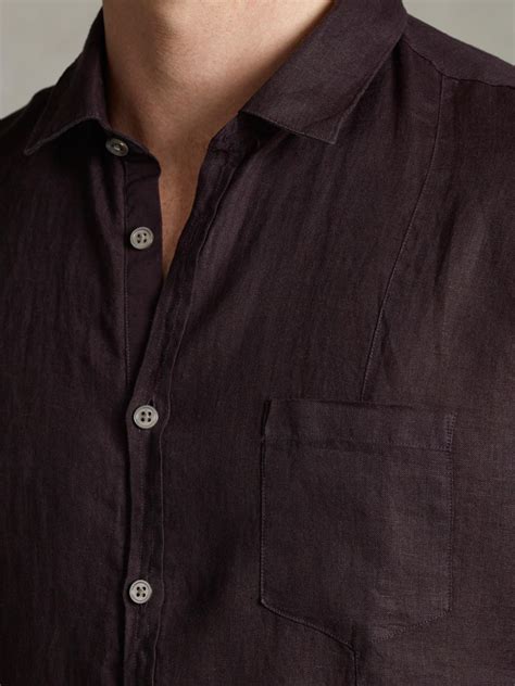 John Varvatos Slim Fit Linen Button Up Shirt In Brown For Men Lyst