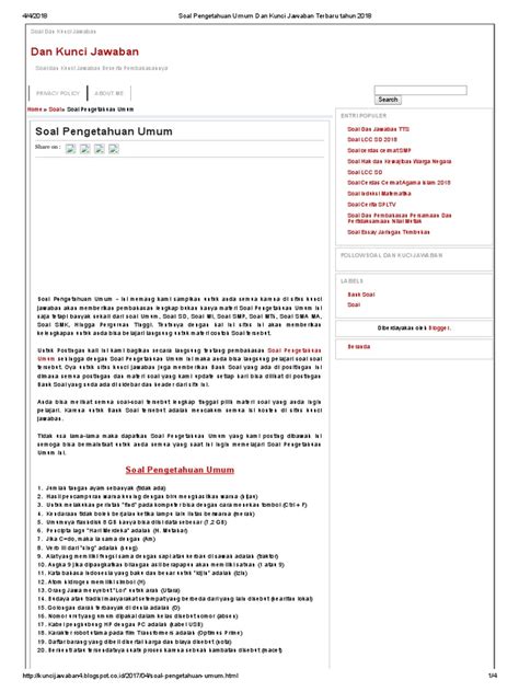 'finding career in digital era!'. Contoh Soal Pengetahuan Umum Masuk Perguruan Tinggi ...