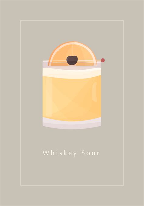 Whiskey Sour Cocktail With Slice Of Orange And Cherry Vector Illustration 23480063 Vector Art