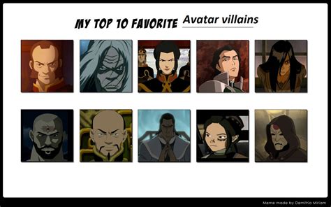 My Top 10 Favorite Avatar Villains By Sillyinsanegamer On Deviantart