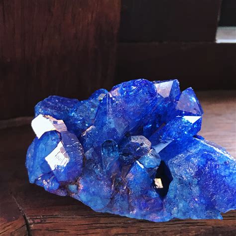 Bright Blue Crackled Quartz Crystal Cluster Gems And Minerals Rocks