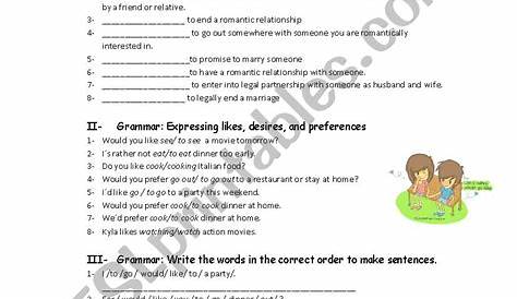 types of relationships worksheets