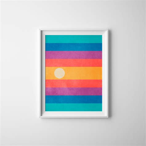 Sunburst Abstract Rainbow Sunset Abstract Sun Print Etsy