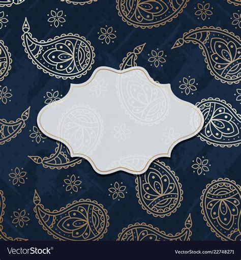Paisley Textured Background With A Frame Vector Image