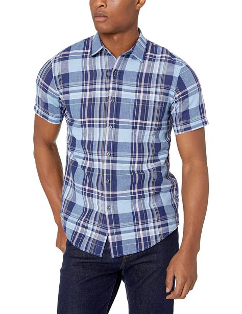 amazon essentials men s regular fit short sleeve linen cotton shirt beachwear central