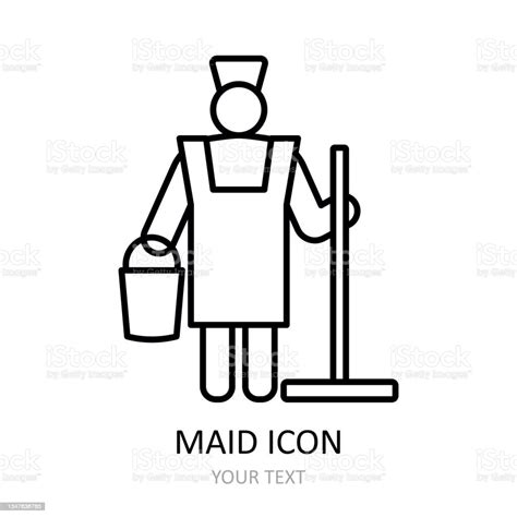 Vector Illustration With Maid Icon Outline Symbol Stock Illustration Download Image Now Istock