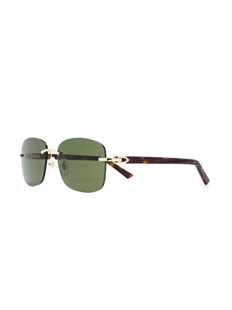 Cartier Eyewear C Décor Rimless Rectangular Frame Sunglasses Farfetch