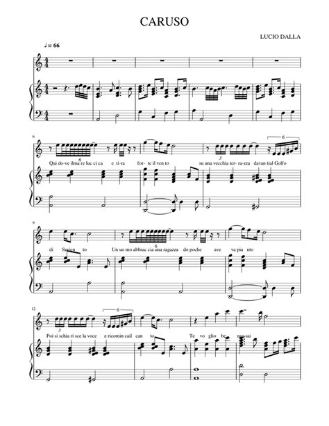 Caruso Sheet Music For Piano Vocals Piano Voice