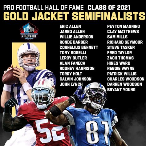 Quarterback peyton manning, defensive back charles woodson and wide receiver calvin johnson each were elected to the pro football hall of fame in their first year of eligibility. Hall of Fame Semifinalist list drops and Peyton Manning ...