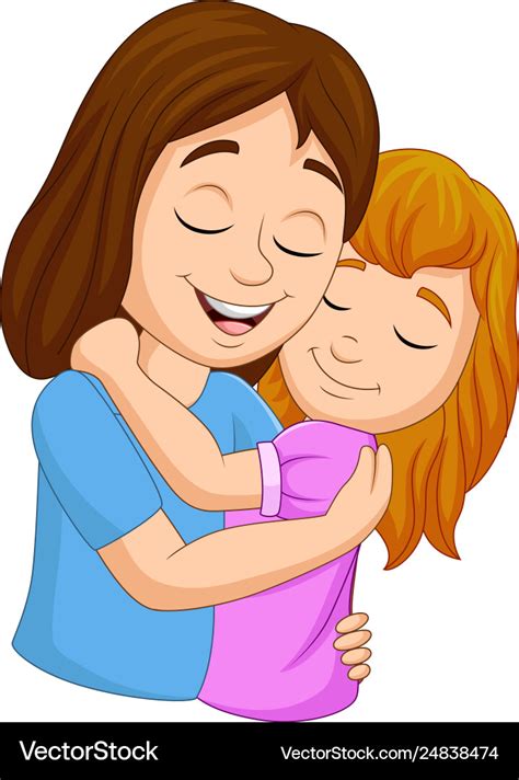 Cartoon Happy Mother Hugging Her Daughter Vector Image My Xxx Hot Girl