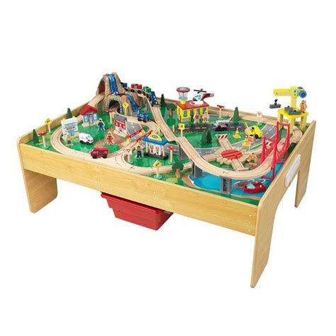 Kidkraft 18025 Adventure Town Wooden Train Track Set And Table For Kids