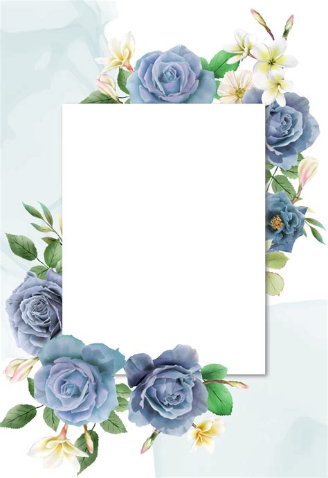 Elegant Royal Blue Roses Wedding Invitation Card Png