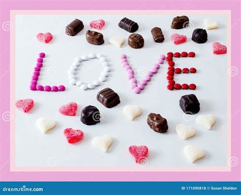 Variety Of Candy Spells Out Love Stock Photo Image Of Holiday Love