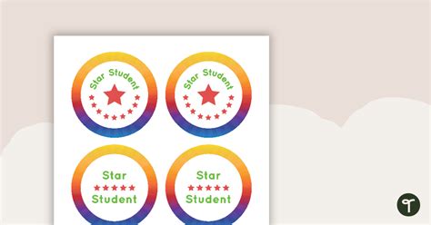 Rainbow Star Student Badges Teach Starter