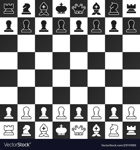 Black And White Chess Pieces On Chessboard Design Vector Image