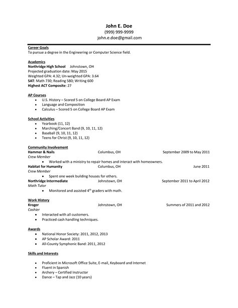 Simple resume format for students simple resume templates for students resume all employers are familiar with this resume format and will find it easy to read. Simple High School Student Resume | Templates at allbusinesstemplates.com